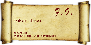 Fuker Ince névjegykártya